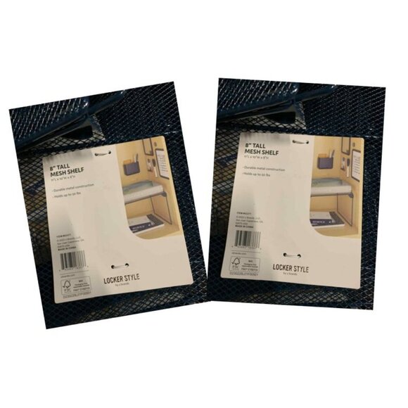 U Brands 2 PK Mesh Locker Shelf Dark Blue Size 8" - Picture 1 of 5